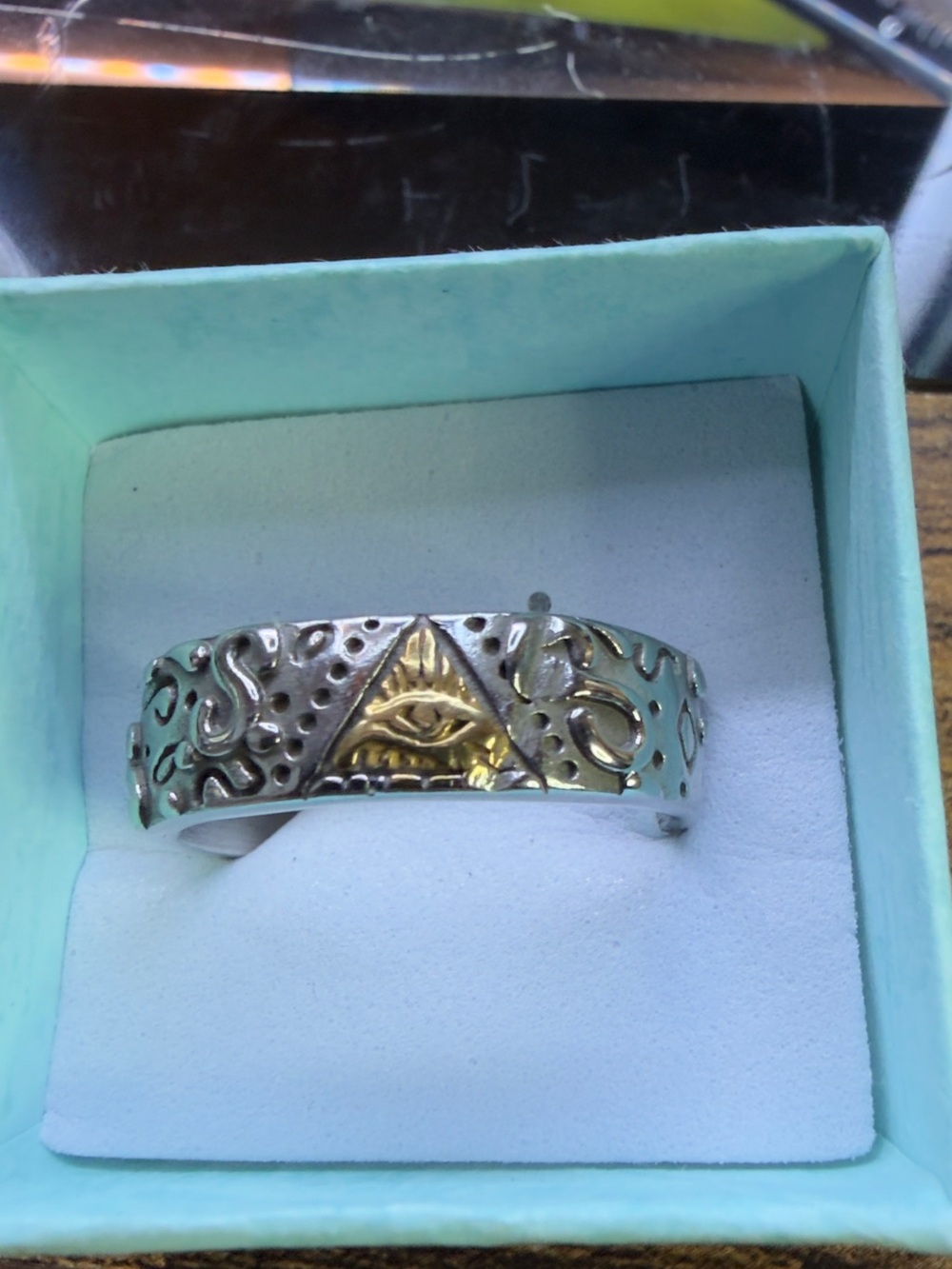 MENDEL Mens Stainless Steel All Seeing Eye Freemason Masonic Band Size 11